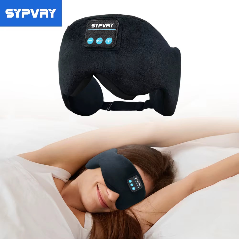 Sypvry Bluetooth Sleep Mask with Adjustable Speakers - Wireless Cotton Eye Mask for Ultimate Comfort and Sound