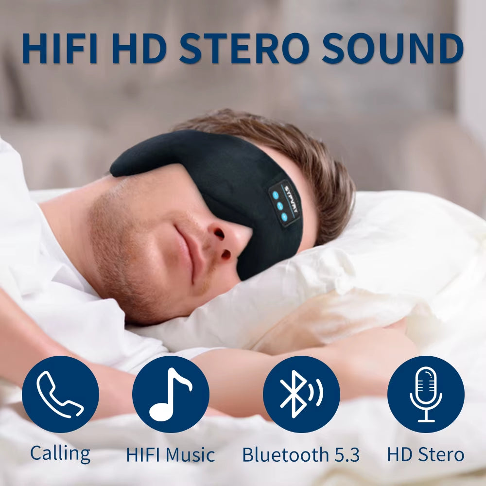 Sypvry Bluetooth Sleep Mask with Adjustable Speakers - Wireless Cotton Eye Mask for Ultimate Comfort and Sound